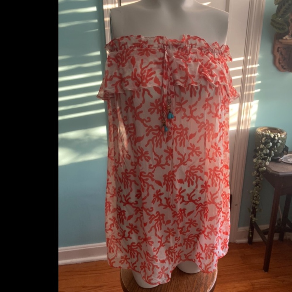 Milly cabana coral print silk dress. Size P (fits like a small)